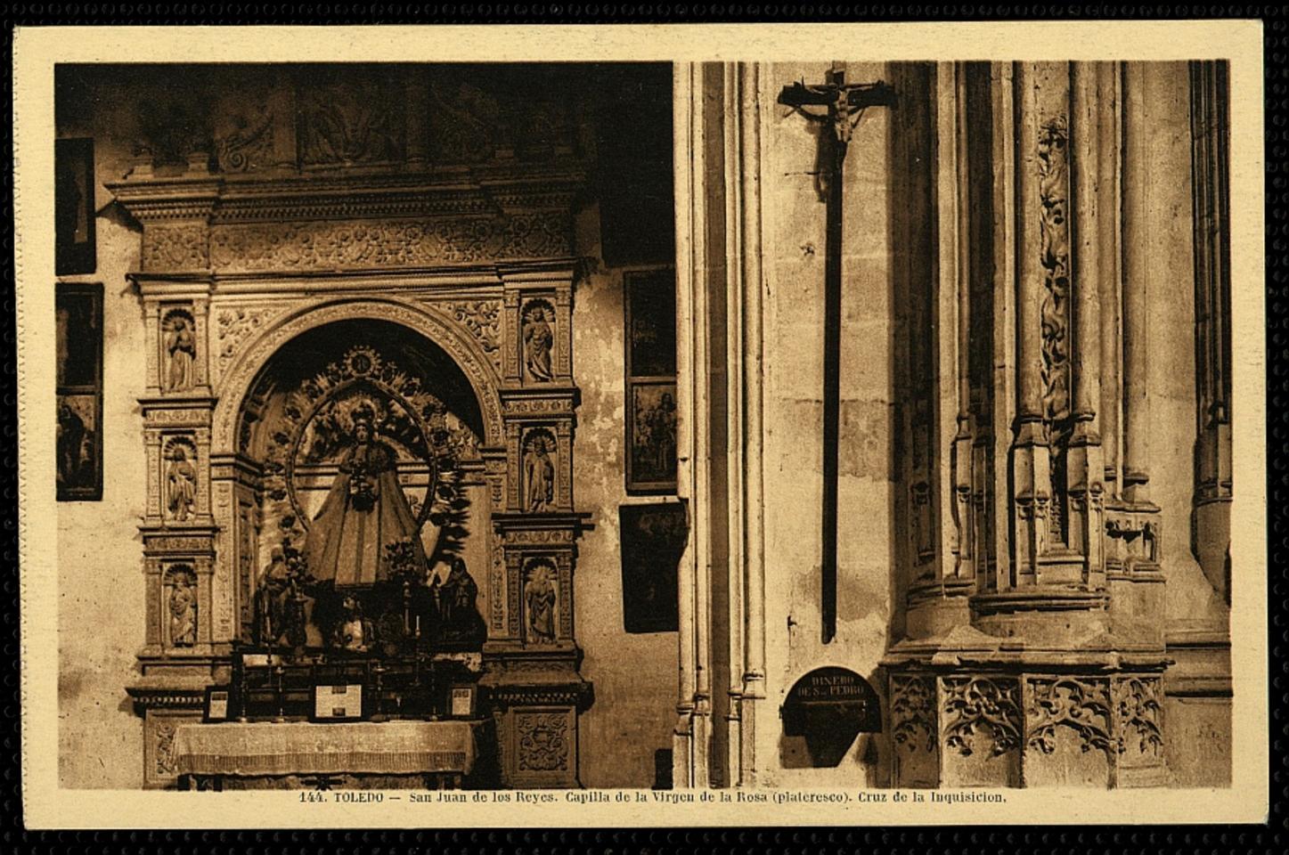 Toledo : San Juan de los Reyes - Capilla de la Virgen de la Rosa (plateresco). Cruz de la Inquisición / L. Roisin, fot.-. [Imagen]