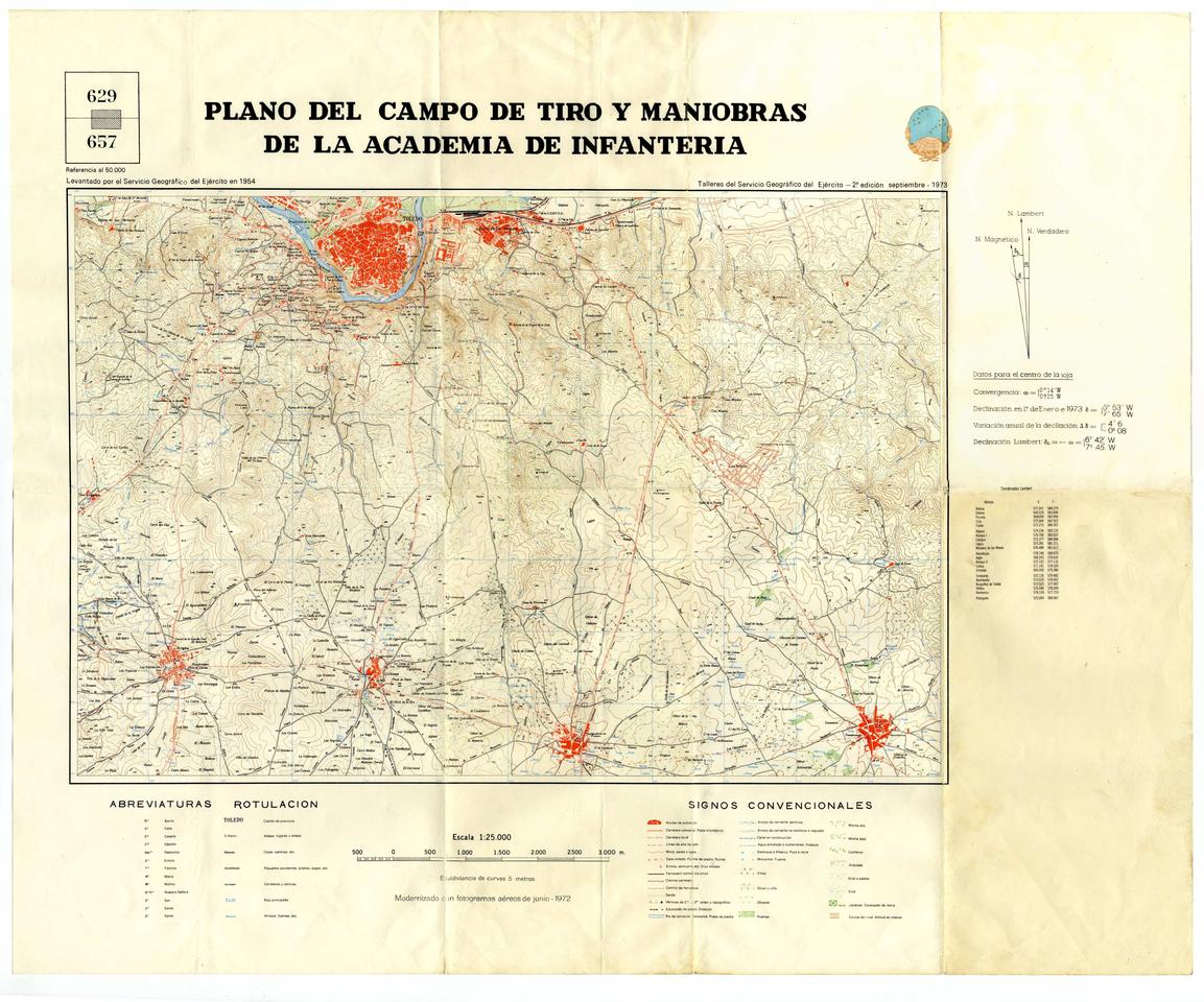 Plano del campo de tiro y maniobras de la Academia de Infantería / levantado por el Servicio Geográfico del Ejército en 1954.-. [Imagen]