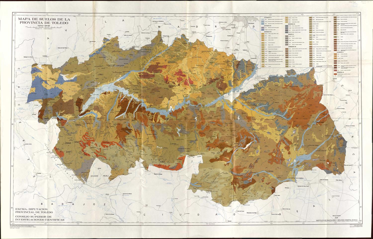 Mapa de suelos de la provincia de Toledo / realizado por Instituto de Edafología y Biología Vegetal (C.S.I.C.).-. [Imagen]